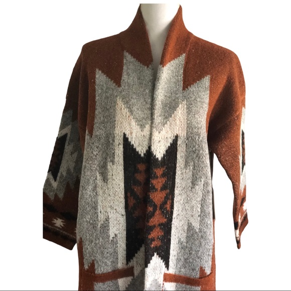Western Aztec Print Cardigan Sweater Coat - Picture 5 of 9
